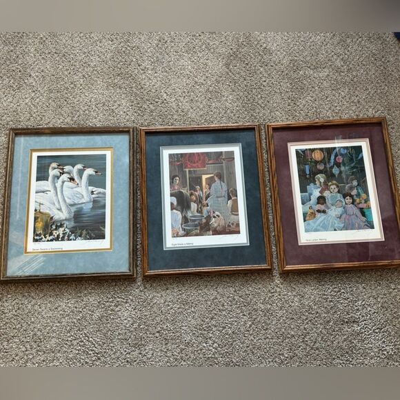 Rare Find Fernandez The 12 Days of Christmas Series Matted Framed Prints - Picture 8 of 13